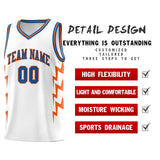 Custom White Side Lightning Pattern Sports Uniform Basketball Jersey
