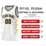 Custom White Side Lightning Pattern Sports Uniform Basketball Jersey
