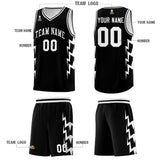 Custom Black Side Lightning Pattern Sports Uniform Basketball Jersey