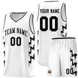 Custom White Side Lightning Pattern Sports Uniform Basketball Jersey