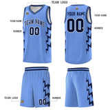 Custom Light Blue Side Lightning Pattern Sports Uniform Basketball Jersey
