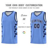 Custom Light Blue Side Lightning Pattern Sports Uniform Basketball Jersey
