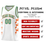 Custom White Side Lightning Pattern Sports Uniform Basketball Jersey