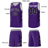 Custom Purple Side Lightning Pattern Sports Uniform Basketball Jersey