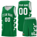 Custom Kelly Green Side Lightning Pattern Sports Uniform Basketball Jersey