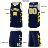 Custom Navy Side Lightning Pattern Sports Uniform Basketball Jersey