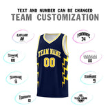 Custom Navy Side Lightning Pattern Sports Uniform Basketball Jersey