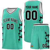 Custom Bright Green Side Lightning Pattern Sports Uniform Basketball Jersey