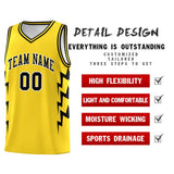 Custom Gold Side Lightning Pattern Sports Uniform Basketball Jersey