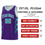 Custom Purple Side Lightning Pattern Sports Uniform Basketball Jersey