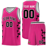 Custom Pink Side Lightning Pattern Sports Uniform Basketball Jersey