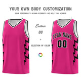 Custom Pink Side Lightning Pattern Sports Uniform Basketball Jersey