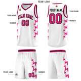 Custom White Side Lightning Pattern Sports Uniform Basketball Jersey