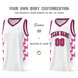 Custom White Side Lightning Pattern Sports Uniform Basketball Jersey
