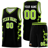 Custom Black Side Lightning Pattern Sports Uniform Basketball Jersey
