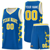 Custom Royal Side Lightning Pattern Sports Uniform Basketball Jersey
