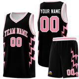 Custom Black Side Lightning Pattern Sports Uniform Basketball Jersey