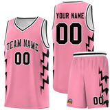 Custom Light Pink Side Lightning Pattern Sports Uniform Basketball Jersey