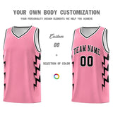 Custom Light Pink Side Lightning Pattern Sports Uniform Basketball Jersey