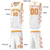 Custom White Side Lightning Pattern Sports Uniform Basketball Jersey
