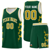 Custom Hunter Green Side Lightning Pattern Sports Uniform Basketball Jersey