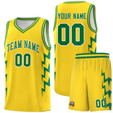 Custom Gold Side Lightning Pattern Sports Uniform Basketball Jersey