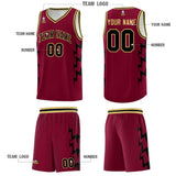 Custom Crimson Side Lightning Pattern Sports Uniform Basketball Jersey