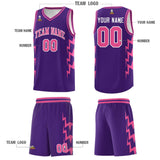 Custom Purple Side Lightning Pattern Sports Uniform Basketball Jersey