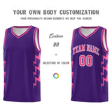 Custom Purple Side Lightning Pattern Sports Uniform Basketball Jersey