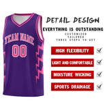 Custom Purple Side Lightning Pattern Sports Uniform Basketball Jersey