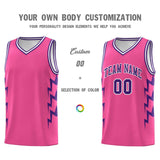Custom Pink Side Lightning Pattern Sports Uniform Basketball Jersey