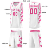 Custom White Side Lightning Pattern Sports Uniform Basketball Jersey