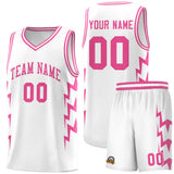 Custom White Side Lightning Pattern Sports Uniform Basketball Jersey