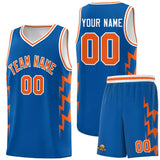 Custom Royal Side Lightning Pattern Sports Uniform Basketball Jersey