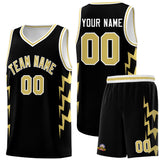 Custom Black Side Lightning Pattern Sports Uniform Basketball Jersey