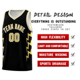 Custom Black Side Lightning Pattern Sports Uniform Basketball Jersey