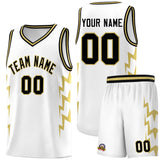 Custom White Side Lightning Pattern Sports Uniform Basketball Jersey