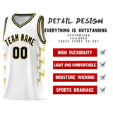 Custom White Side Lightning Pattern Sports Uniform Basketball Jersey