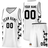 Custom White Side Lightning Pattern Sports Uniform Basketball Jersey