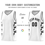 Custom White Side Lightning Pattern Sports Uniform Basketball Jersey