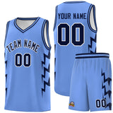 Custom Light Blue Side Lightning Pattern Sports Uniform Basketball Jersey