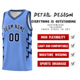 Custom Light Blue Side Lightning Pattern Sports Uniform Basketball Jersey