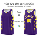 Custom Purple Side Lightning Pattern Sports Uniform Basketball Jersey