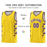Custom Gold Side Lightning Pattern Sports Uniform Basketball Jersey