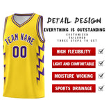 Custom Gold Side Lightning Pattern Sports Uniform Basketball Jersey