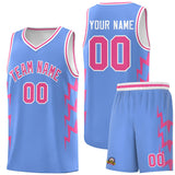 Custom Light Blue Side Lightning Pattern Sports Uniform Basketball Jersey