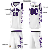 Custom White Side Lightning Pattern Sports Uniform Basketball Jersey