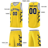 Custom Gold Side Lightning Pattern Sports Uniform Basketball Jersey
