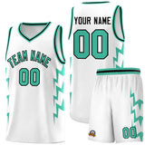 Custom White Side Lightning Pattern Sports Uniform Basketball Jersey
