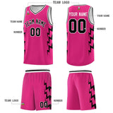Custom Pink Side Lightning Pattern Sports Uniform Basketball Jersey